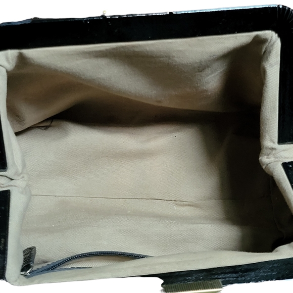 COLE HAAN Women's Black Patent Leather Small mini Handbag Satchel - Picture 10 of 12